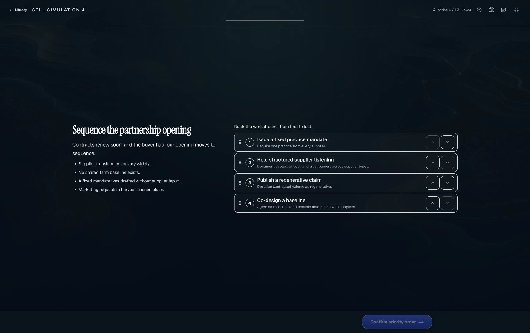 Sustainable Futures Lab: Rank the partnership priorities · Practice screenshot